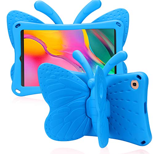 Simicoo Samsung Galaxy Tab S6 Lite 10.4 Kids case P610 P615 Cute Butterfly Case with Stand for Kids Light Weight EVA Rugged Shockproof Heavy Duty Kids Friendly Full Cover for S6 Lite (Blue)