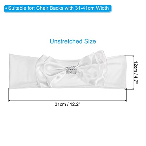 PATIKIL 12"x8" Chair Sash Bow, 20 Pack Spandex Stretch Chair Cover Bands Sashes with Bow Knot for Wedding Banquet Decorations White - Image 2