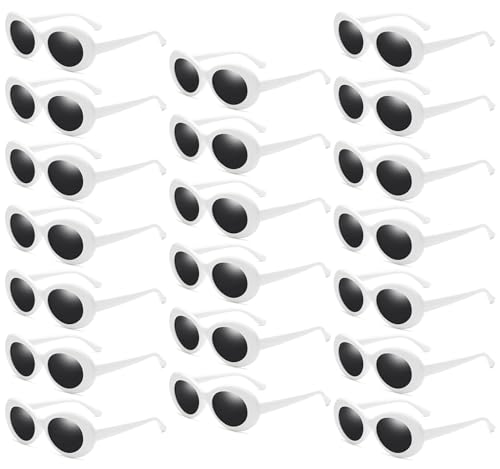 20 Pack Clout Oval Mod Sunglasses for Women Men Bulk Retro Round Lens Glasses Party Favors
