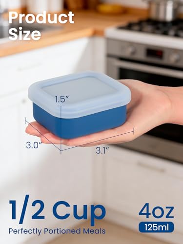 Image of 8PCS 1 /2 Cup Silicone Freezer Molds with Lid, 4oz Soup Freezer Molds
