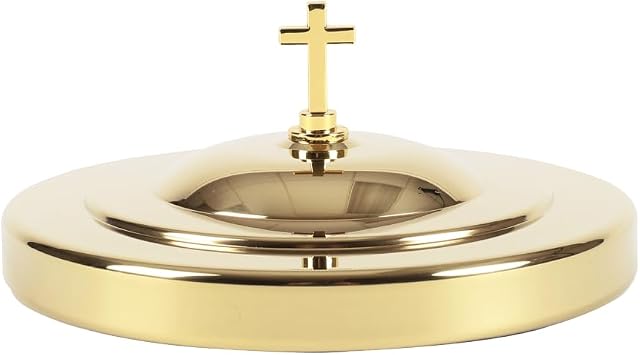 Swanson Christian Products Communion Tray Cover Gold for Church Stainless Steel Tray with Lid Church Supplies Church Communion Ware Deluxe Round Stainless Steel Serving Tray Cover
