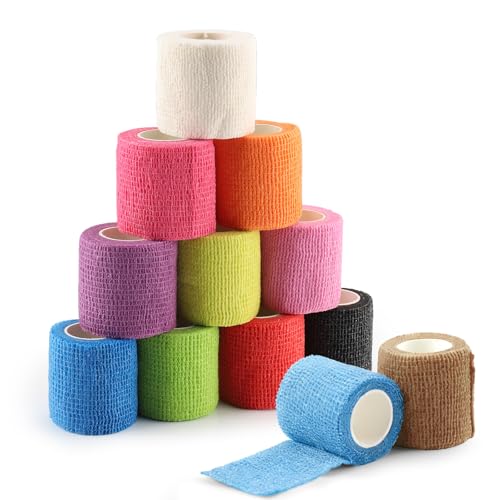 Foydream Bandage Autoadhésif Cohésifs 5 cm x 4,5 m Pansements Auto-Adhésif Non Tissé Bande Cohésive Cohésifs Sports Bandage Élastique Autocollant pour Doigt Mains Pieds Poignets