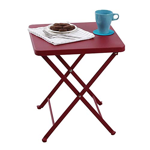 PHI VILLA Outdoor Square Folding Side Table - Red