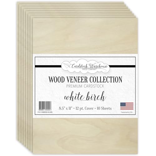 Cardstock Warehouse White Birch Wood Veneer Cardstock Paper 8.5 x 11