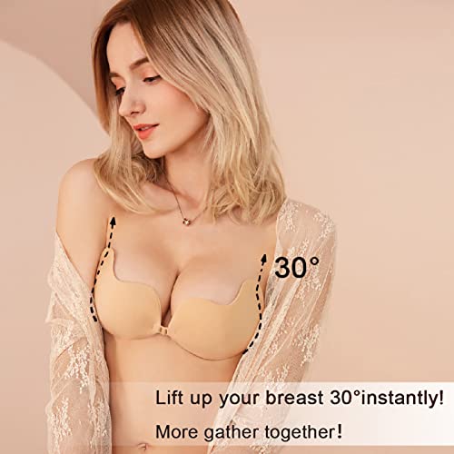 Wsedper Adhesive Bra Invisible Lifting Bra, Reusable Sticky Push Up Bra, Strapless Backless Bra For Women (Mango Bra,C) #TOP3
