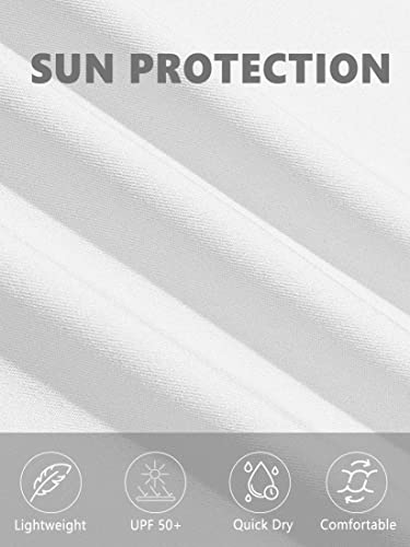 TACVASEN White Golf Shirt Womens Sun Protection Polo Shirt UPF 50+ Short Sleeve V Neck Shirt Dry Fit Collared Shirt for Work, M
