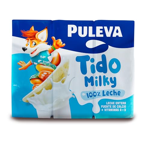 Puleva - Tido Milky, Leche Entera, Enriquecida con Vitaminas A y D, Fuente de Calcio y Proteínas, Incluye Pajita - Pack 6x200ml