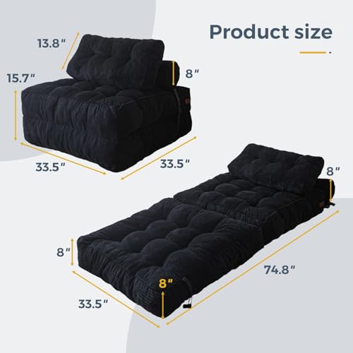 image for MAXYOYO Folding Sofa Bed, Convertible Sleeper Chair with Pillow Foldab