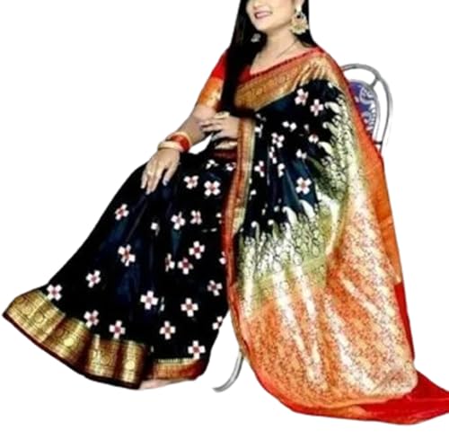 Generic black sambalpuri silk saree – image 4