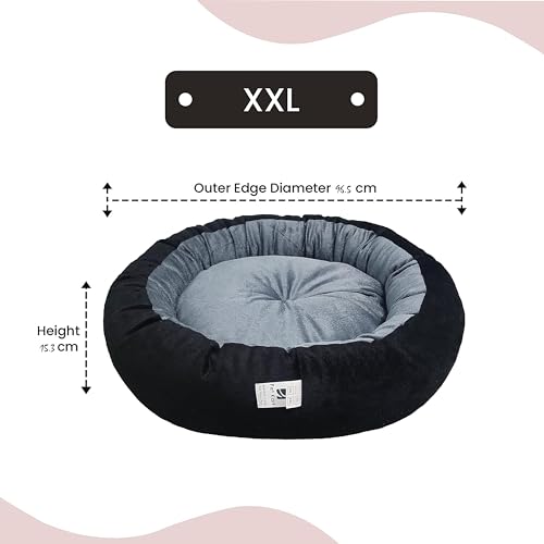 Image of XXL Size Dog Bed for Large Size Dogs and cat Bed Velvet Fabric Dual Color Grey-Black Anti Skid Bottom Washable Export Quality Big Pet Bed