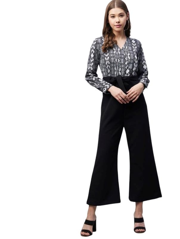 Tomar CreationWomen's Rayon Animal Print Short Sleeve Jumpsuit (Black, M)-PID61806-image-37