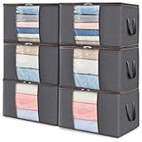 Lifewit 6 Pack Clothes Storage Bins with Lids, Foldable Blanket Storage Bags with Zippers, Clear Window and Reinforced Handles, Closet and Organization for Clothing, Sweater, Comforter, Bedding