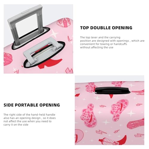 Retro pink Cowgirl boots hat Travel Luggage Covers - Elasticity Suitcase Covers Protector for Luggage 18-32 Inch4