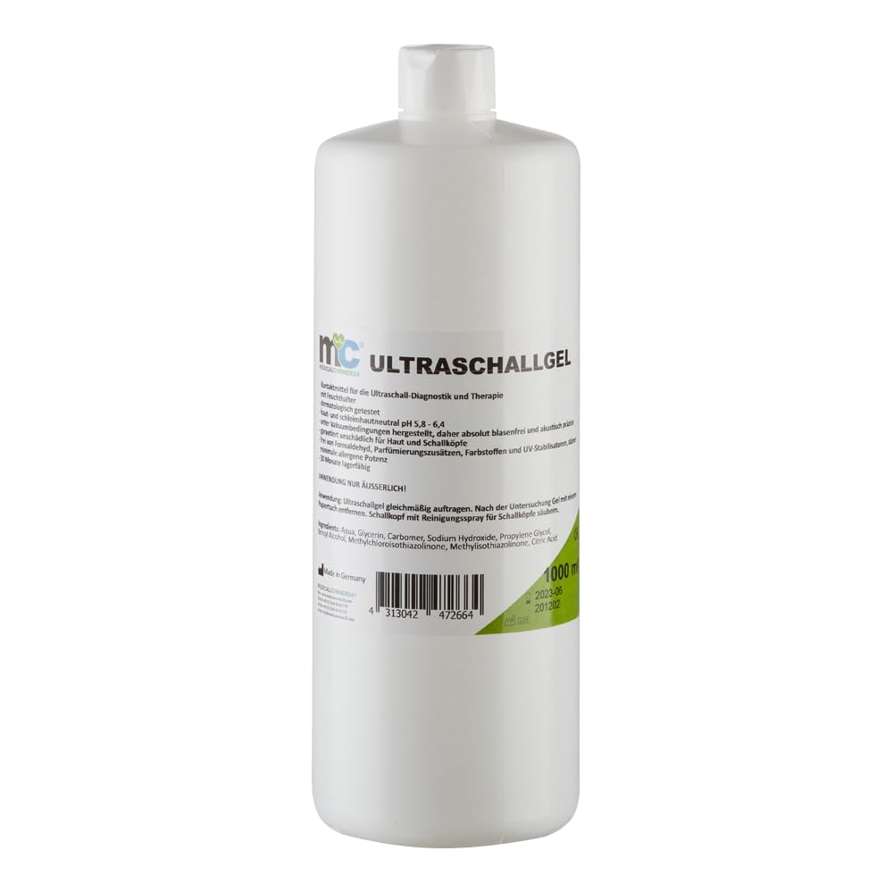 Medicalcorner24 Ultraschallgel, Sonographiegel, Kontaktgel, Leitgel, Gel, 12 x 1 Liter Flasche, 12 x 1.000 ml