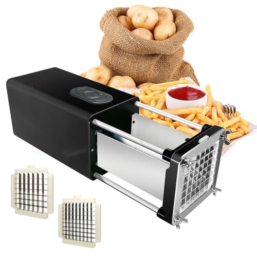 Tagliapasta Elettrico, Affettatrice per Patate in Acciaio Inossidabile con Lama da 1/2 e 3/8", Tagliapatatine e Tritaverdure Elettrico per Patate, Cipolle, Carote, Cetrioli