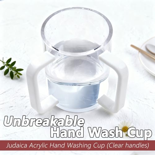Tasse Netilat Yadayim en acrylique transparent avec doubles poignées blanches | Lot de 2 - 5