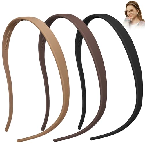3 Pack Headbands Designed for Eyewear,Flex No Pressure Hairbands for Women Comfortable Plastic Headbands with Teeth-Matte Finish