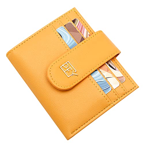 Image of Badiya Small Wallets for Women Bifold Multi Card Case Wallet Slim Credit Card Holder with Zipper Coin Purse, Yellow, one size, Minimalist