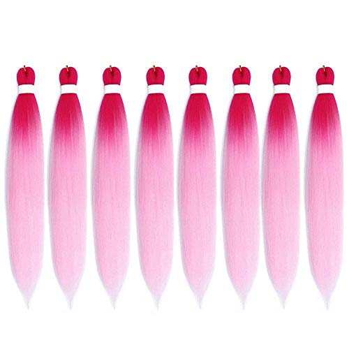Pre-Stretched E Z Braiding Hair 20Inch 8 Packs Professional E Z Braid Hair Perm Yaki Straight Crochet Braids Hot Water Setting Synthetic Fiber Jumbo Braiding Hair Extension