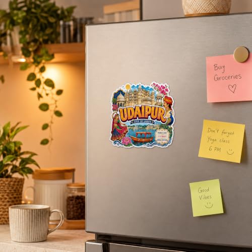 Image of Zesta Wooden Fridge Magnets Set | Refrigerator Decor Magnets for Kitchen | India Souvenir Fridge Magnet Collection | Wooden Magnet for Fridge Door Decoration (Udaipur)
