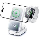 Top 10 Reviews of the Best Location Changer for Iphone 1 GUSGU 3-in-1 Charging Station for MagSafe Wireless Charger Clock, LED Screen with Power Display, 15W Fast Charging, Compatible with iPhone 17/Air/16/15, iWatch Ultra 3, AirPods Pro 3, White