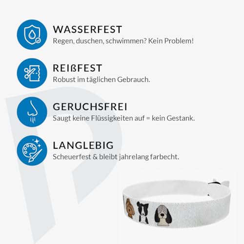 Hunde-Motiv-Armband - Stoffarmband mit süßen Hunde-Motiven für Hundeliebhaber - Wasserfestes Satinarmband - Geschenk für Hundebesitzer - Stylisches Hunde-Accessoire