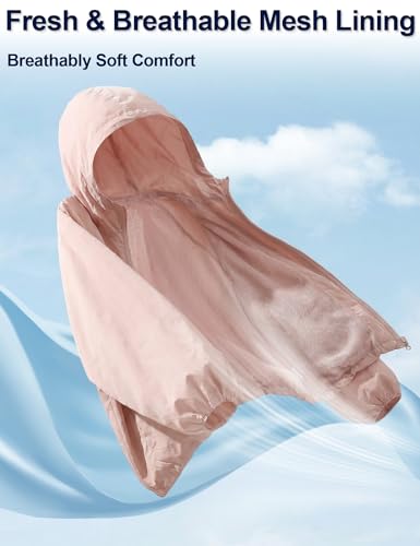 Image of Venzina Women's Loose- Fit Sun Protection Hoodie -UPF 50+ Ultra-Lightweight Wind-Resistant Jacket with Elegant Color-Block Design, Packable & Quick-Dry for Travel, Hiking & Daily Outdoor
