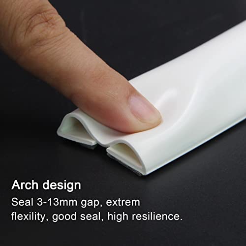 Under Door Draft Blocker Draught Excluder Self-Adhesive Rubber Door Bottom Seal Strip Under Door Sweep Weather Stripping Door Gap Stopper Soundproofing Noise Insulation 39" Long (White) #TOP2