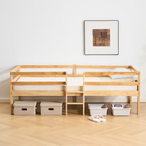 Amazon｜シングルベッド ロフトベッド ロータイプ ウッドベッド