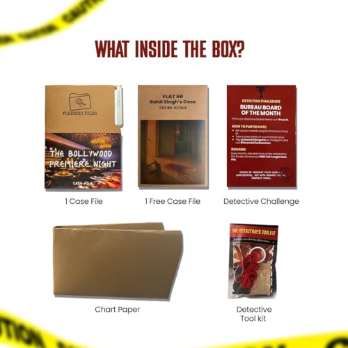 Image of Forensic Files Detective Gift Box Premium Crime-Solving Bollywood Premiere | Detective Toolkit + Surprise Free Case File | Gift for Couples, Friends & Teens | Indian Murder Mystery Game