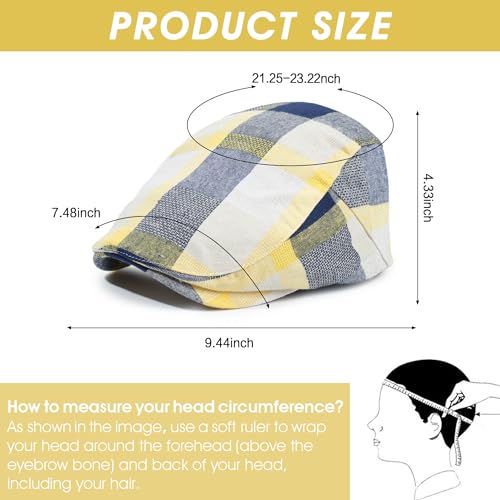 Image of 3Pcs Men's Newsboy Caps Cotton Cooling Hat Adjustable Flat Cap for Men
