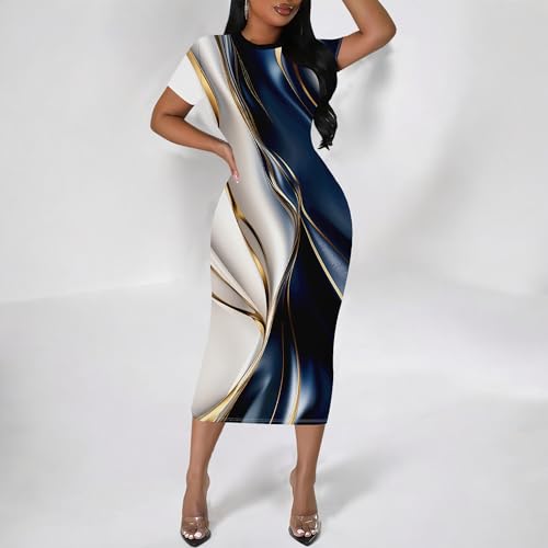 Women's Casual Basic Pencil Dress Fashionable Sexy Short Sleeved African Style Business Wedding S-3XL2