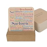 Deine Wörter Bierdeckelset – 30 Bierdeckel mit Sächsischer Mundart in Wortwolke – Geschenk & Souvenir aus Sachsen