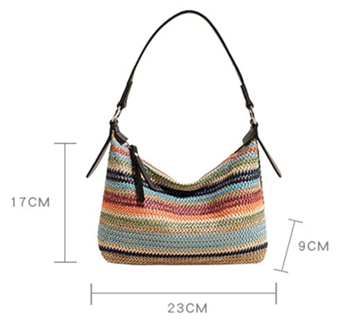 Bolso de verano tejido para mujer estilo bandolera color arcoíris miniatura 7