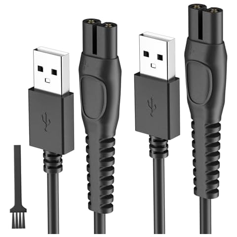 5V USB Charger Cord for Philips Norelco Shaver 2400 3900 5400 2600 7200, Charging Cable for Philips Wet & Dry Series 2000 3000 5000 7000 9000, Shaver 2600, Black, 2-Pack Cover