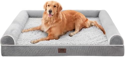 WESTERN HOME Hundebett Grosse/Mittelgroße Orthopädisches Hundebett,Grau | Orthopädisch Hundebetten, Waschbar und Wasserdichte Bezug,Geeignet für Mittelgroße und Grosse Hunde,106x76