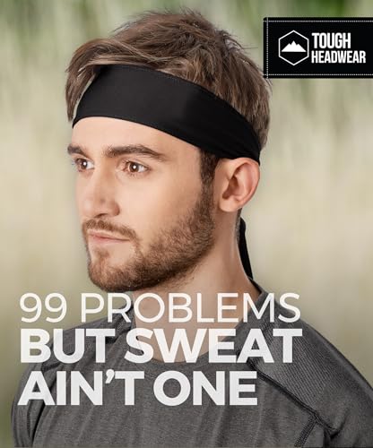 Image of Tough Headwear Tie Headband - Moisture-Wicking Running Headband - 4-Way Stretch Sweatbands - Adjustable Head Tie for Workouts