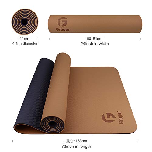 Image of Gruper Yoga Mat Non Slip, Eco Friendly Fitness Exercise Mat with Carrying Strap,Pro Yoga Mats for Women,Workout Mats for Home, Pilates and Floor Exercises