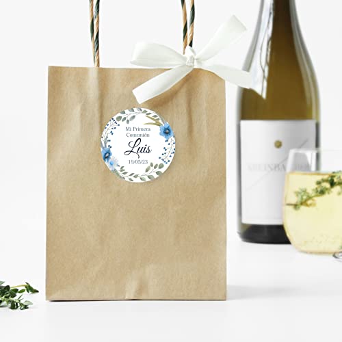 Miniatura 9 de Pegatinas Personalizadas Comunion, Bautizos, Bodas En Vinilo Redondas Detalles Para Invitados De Primera Comunion Niños Y Niñas 16 Modelos Modelo 12