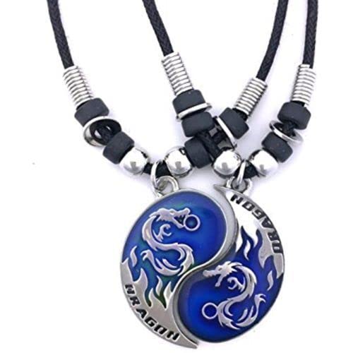 Best Friend Dragon Yin Yang 2 Pewter Pendant Necklaces Set - Mood Pendant