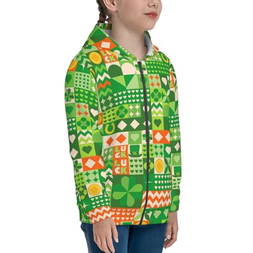 St Patrick's Day6 Kid Hoodies Boys Zip Up Sweatshirts Girls Pullover with Pocket4