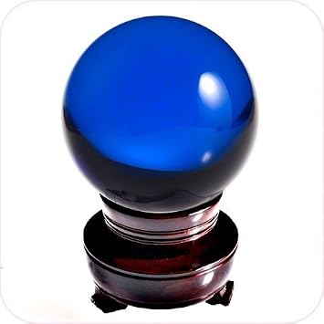 Amlong الكريستال الأزرق كريستال الكرة 130 mm 5 inch بما في ذلك موقف خشبي وحزمة هدية