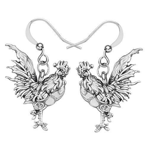 Coq poule poulet boucles d'oreilles dangle animaux de ferme bijoux WEVENI argent