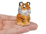 Selsela Hand-Carved Tiger Figurine - Miniature Wooden Bengal Cat Statue, Striped CWildlife Sculpture, Handmade Animal Decor & Collectible Gift