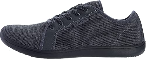 Image of WHITIN Women's Knit Barefoot Minimalist Sneakers- Lace Up Wide Fit, Grey /Black, 8.5