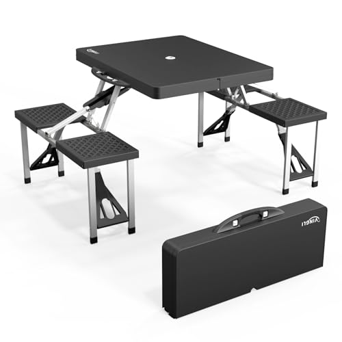 VINGLI 4Ft Portable Folding Picnic Table Camping Table Foldable Set