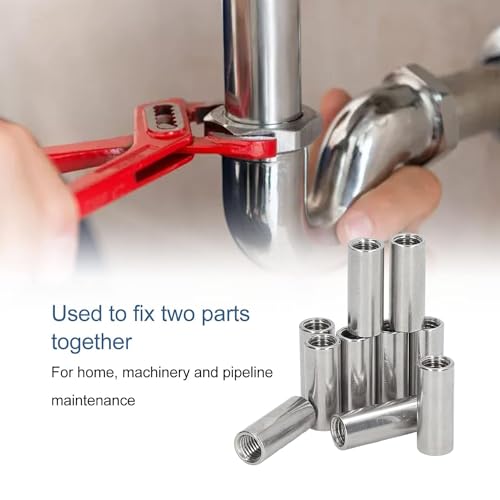 Ouitble Runde Kupplungsmutter, 5 Stück M12 Zylindrische Kupplungsmuttern 304 Edelstahl Innengewinde Runde Verbindungsmutter Für Gewindestangen, Bolzen, Maschinenschrauben