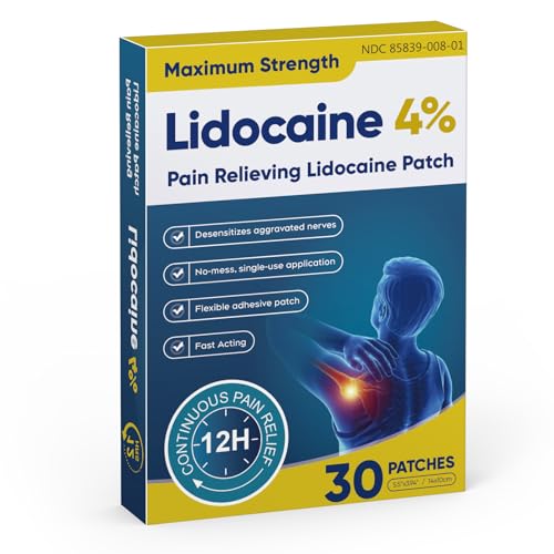 Teemofe 4% Lidocaine Patches,Maximum Strength Pain Relieving Patch for Back, Neck, Shoulder, Knee