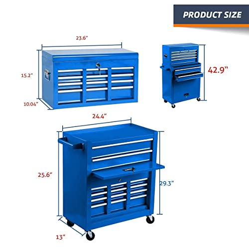 Big Lighting Deals 8-Drawer High Capacity Tool Chest, Rolling Tool Box With Lock, Tool Box On 4 Wheels With Sliding Drawers, Tool Storage Cabinet Removable Portable Box For Garage Warehouse New(Blue) #TOP6