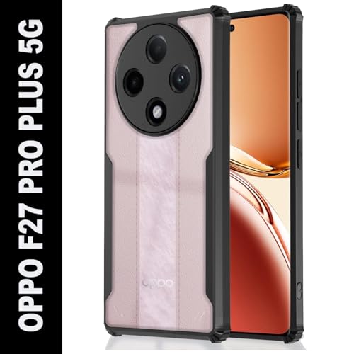 Image of Shockproof Crystal Clear Back Cover Case for Oppo F27 Pro Plus 5G | 360 Degree Protection | Protective Design | Transparent Back Cover Oppo F27 Pro Plus 5G (Black Bumper)